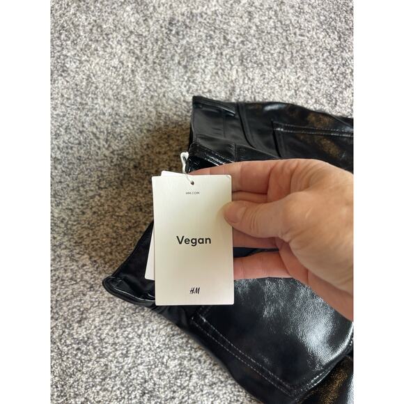 Zara NWT Vegan Shiny Faux Leather Straight Leg Pants Black Size 6 - Picture 11 of 11